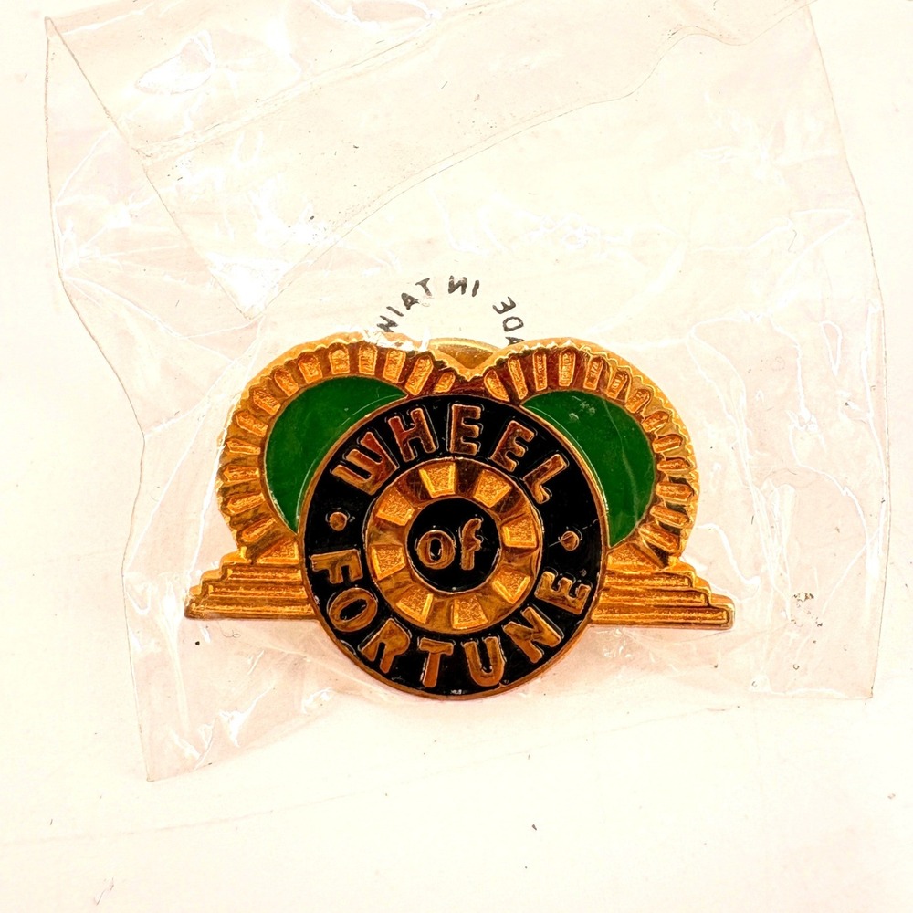 VTG Wheel of Fortune Lapel Pin NEW‎ In Bag NOS TV Game Show Gold Tone Enameled